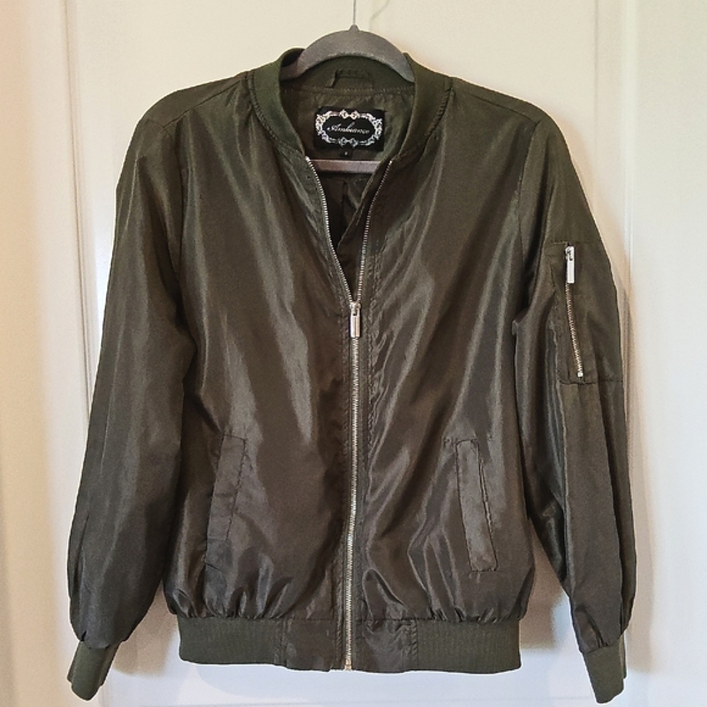 Ambiance Men's Boy's Olive Bomber Jacket Sz S